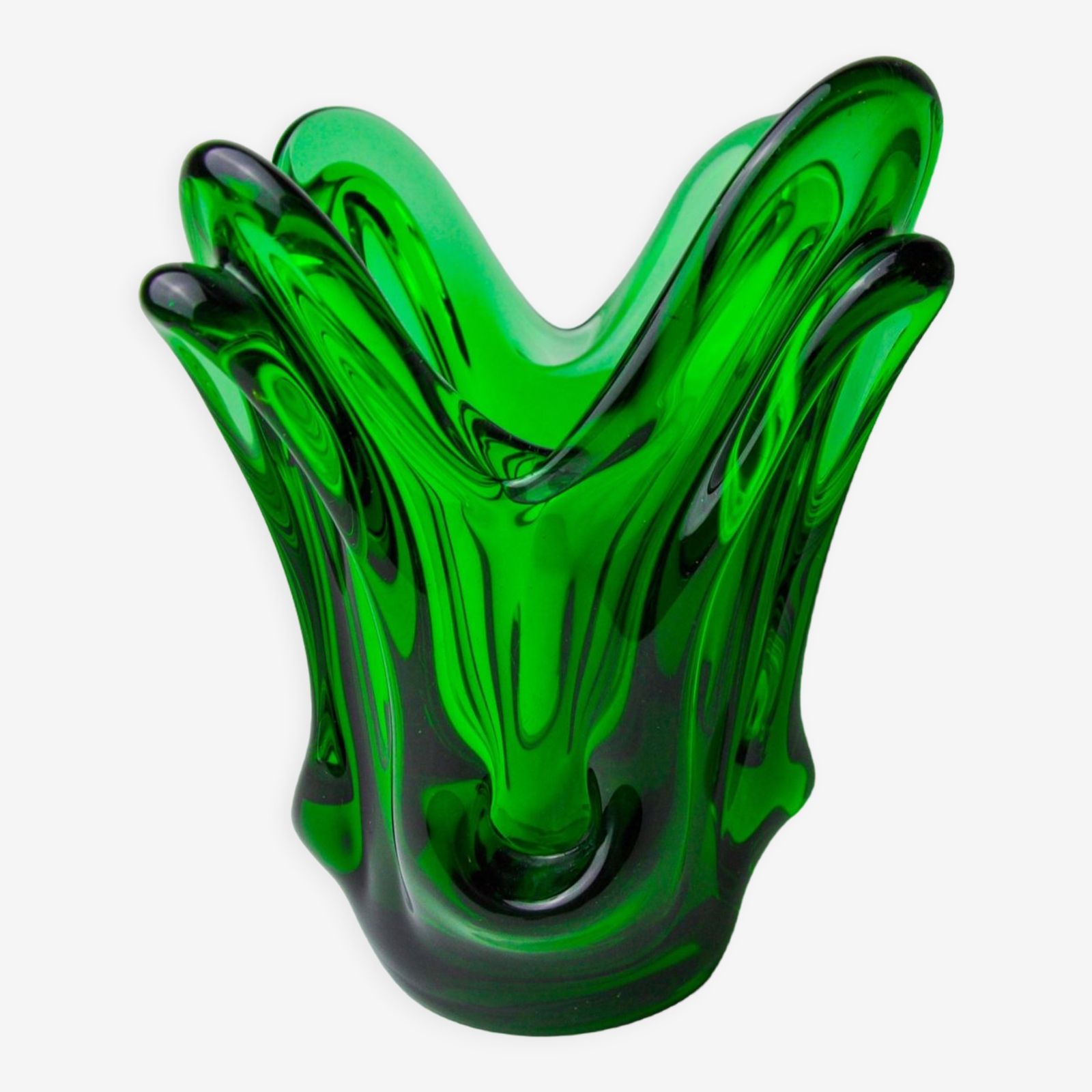 Seguso Vase In Green Murano Glass, Italy, 1960