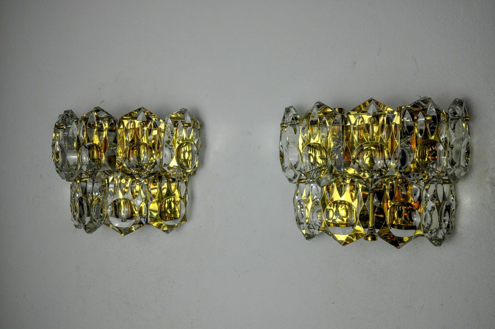 Pair Of Kinkeldey Sconces, 2 Levels, German Cut Crystals, 1970 photo furniture