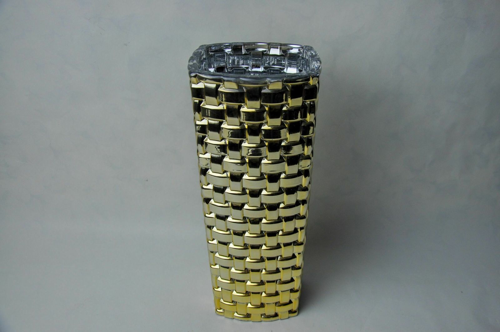 Golden Bamboo Effect Glass Vase By Nachtmann, Germany, 1980 photo Home Decor