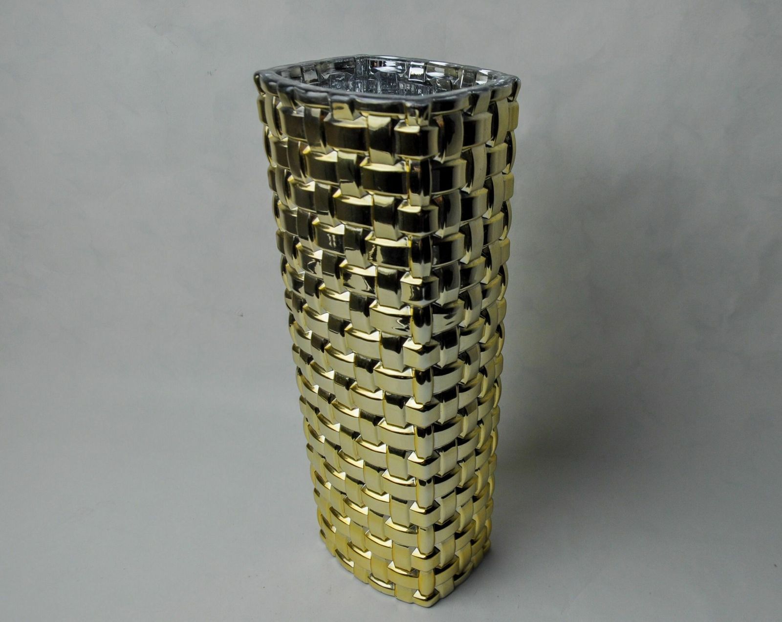 Golden Bamboo Effect Glass Vase By Nachtmann, Germany, 1980 photo 134.0