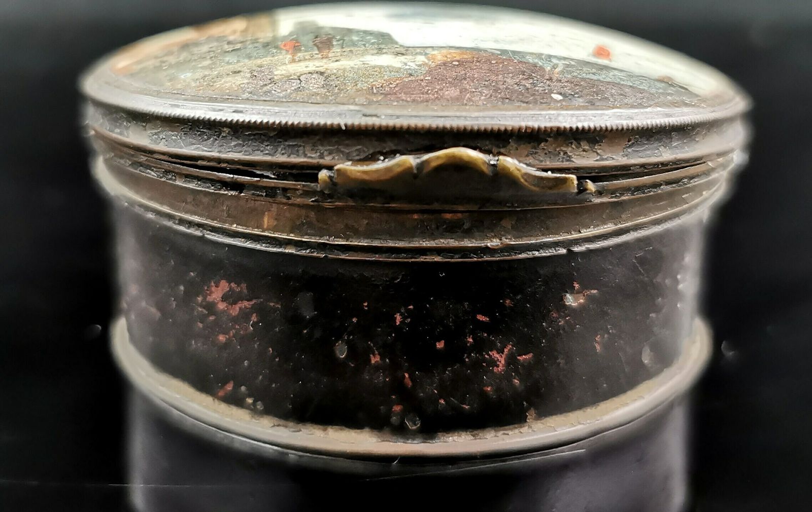 Antique Hand Painted Lacquered Snuff Box, Coastal Scene photo buy