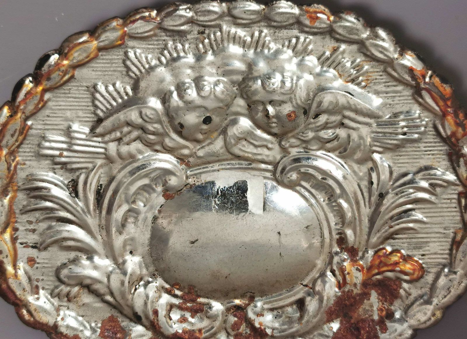 Antique Georgian Coffin Plate, Casket Plaque, Funeral, Winged Cherubs photo for sale