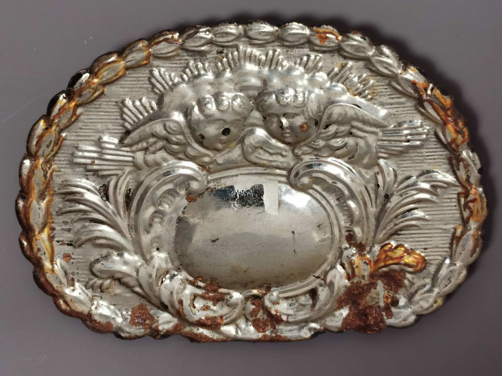 Antique Georgian Coffin Plate, Casket Plaque, Funeral, Winged Cherubs photo Art