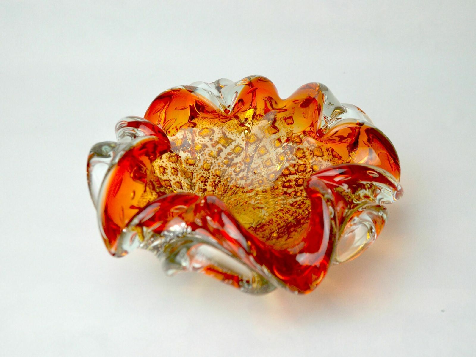 Orange And Gold Sommerso Empty Pocket By Seguso, Murano Glass, Italy, 1970 photo vinterior
