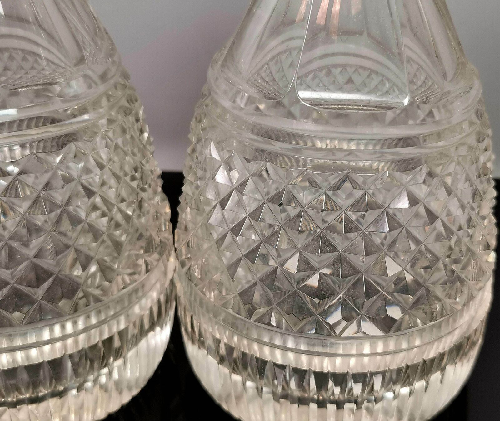 Antique Georgian Glass Decanters, Pair, Cut Glass photo Home Decor