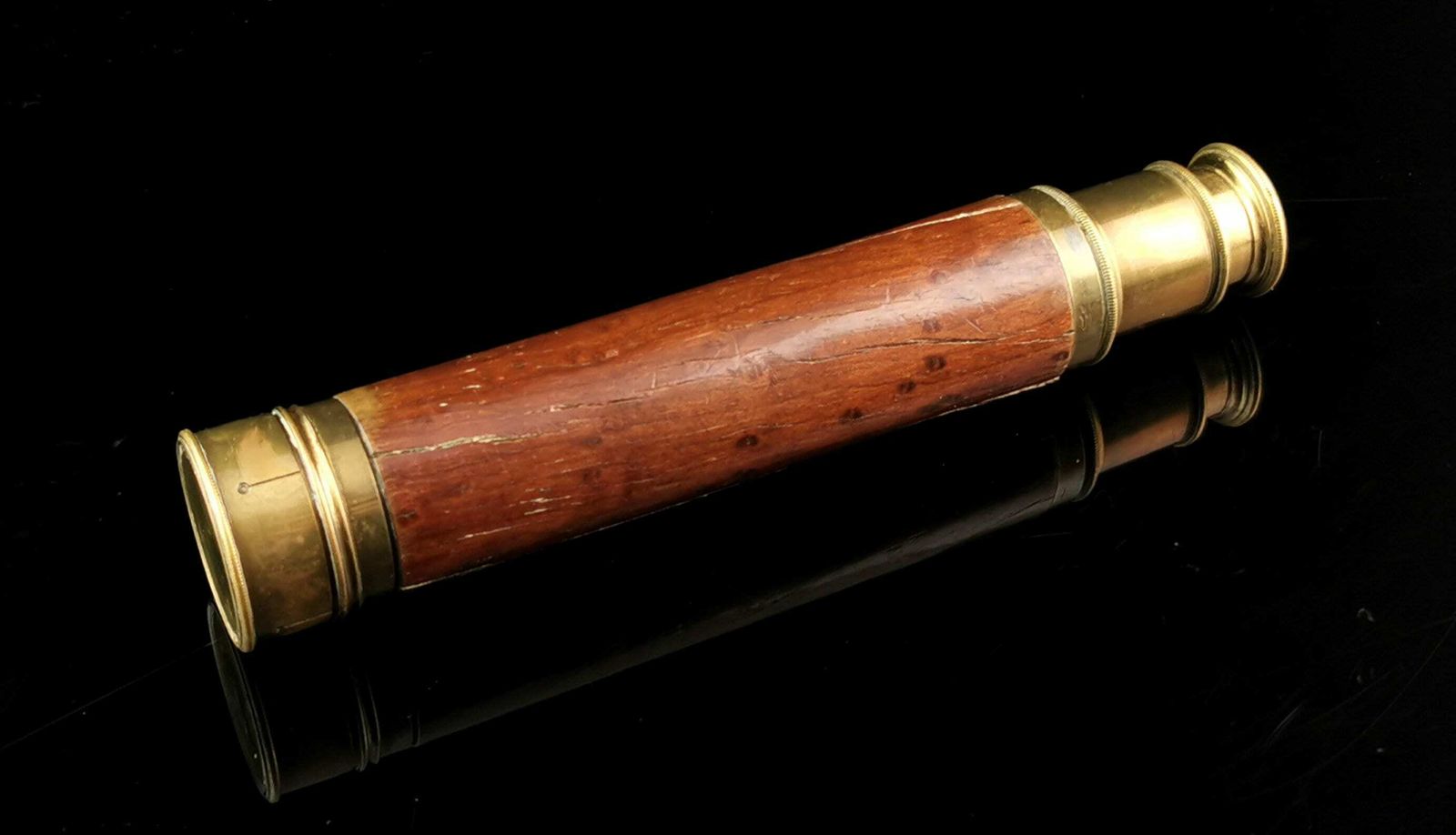 Antique Victorian Telescope, Brass And Mahogany