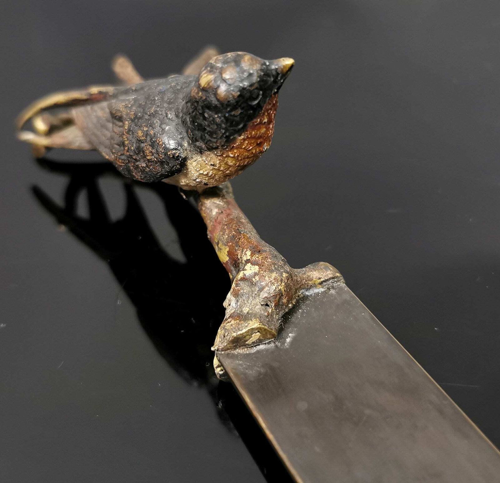Antique Cold Painted Bronze Letter Opener, Bird, Austrian photo Home Decor