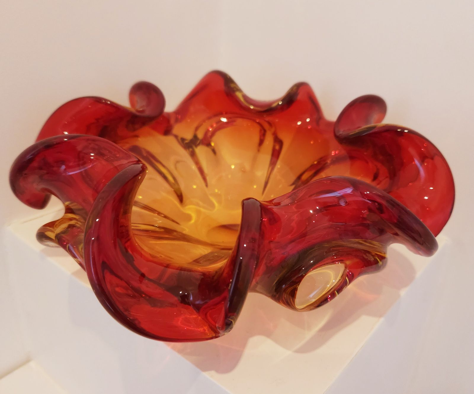 Spectacular, Fiery Orange/Red 1950's Murano 'Sommerso' Glass Ornament photo Art