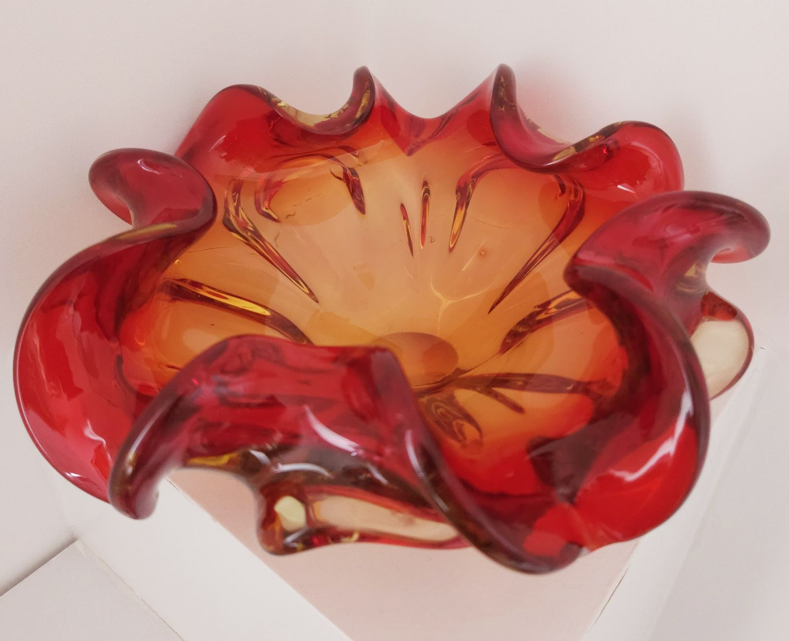 Spectacular, Fiery Orange/Red 1950's Murano 'Sommerso' Glass Ornament photo 145.0