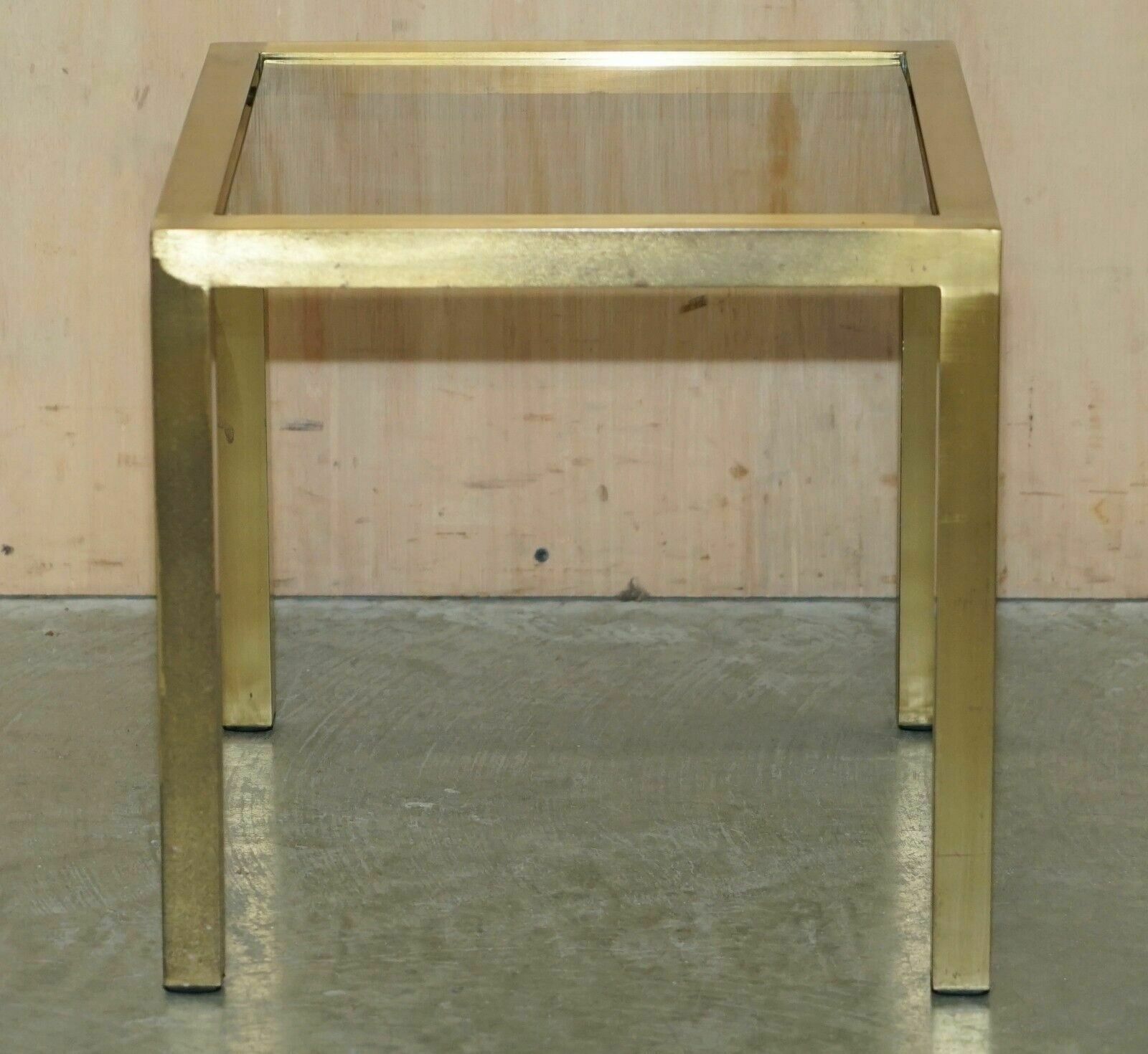 Four Mid Century Modern Maison Jansen Paris Style Brass Smoked Glass Side Tables photo 2850.0