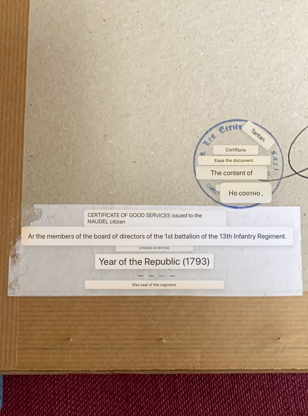 French Sealed Document From 1790’s Stamped And Certified photo for sale