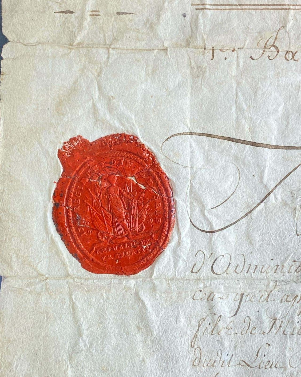 photo furniture French Sealed Document From 1790’s Stamped And Certified