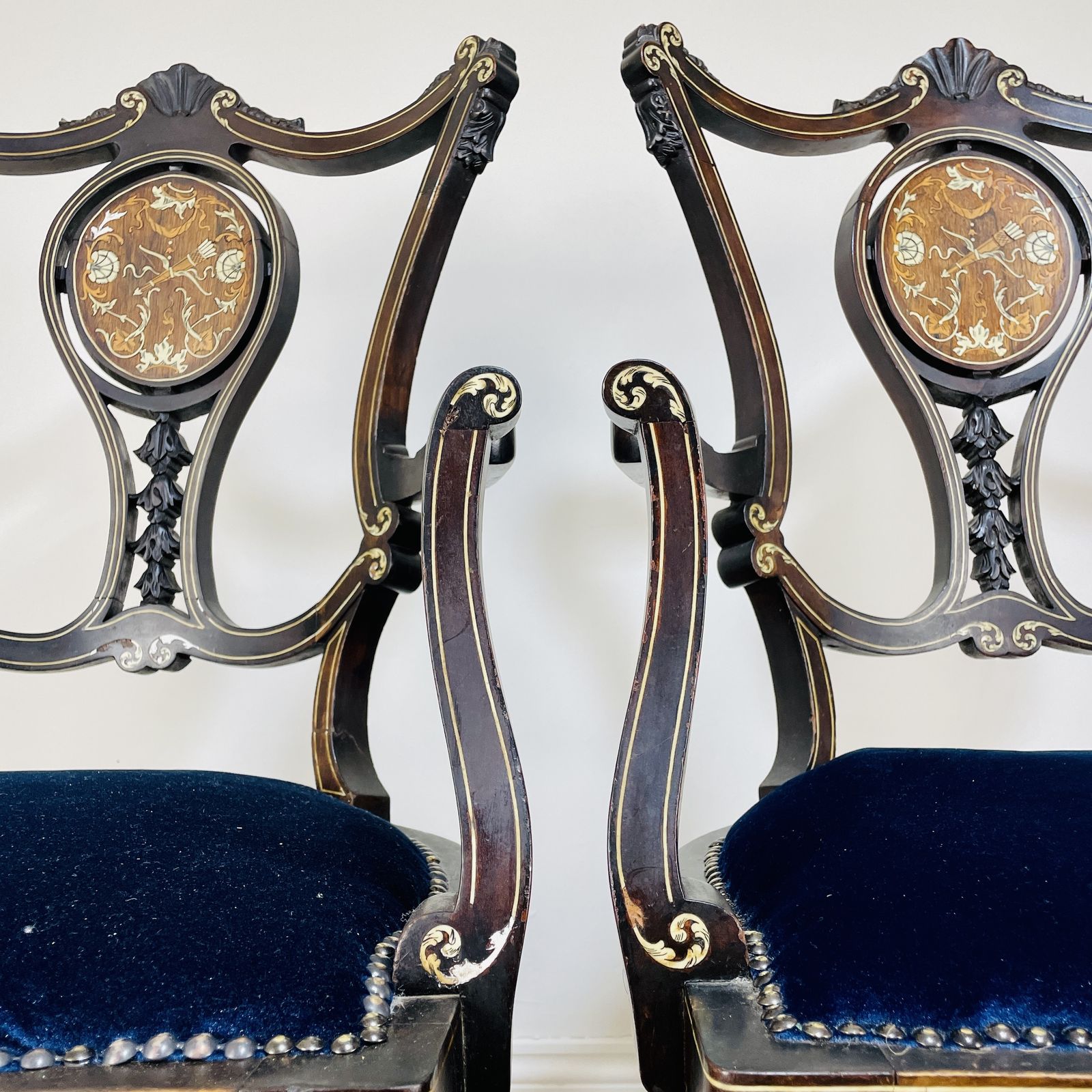 Furniture Antique Ornate French Armchairs, Set Of 2 photo