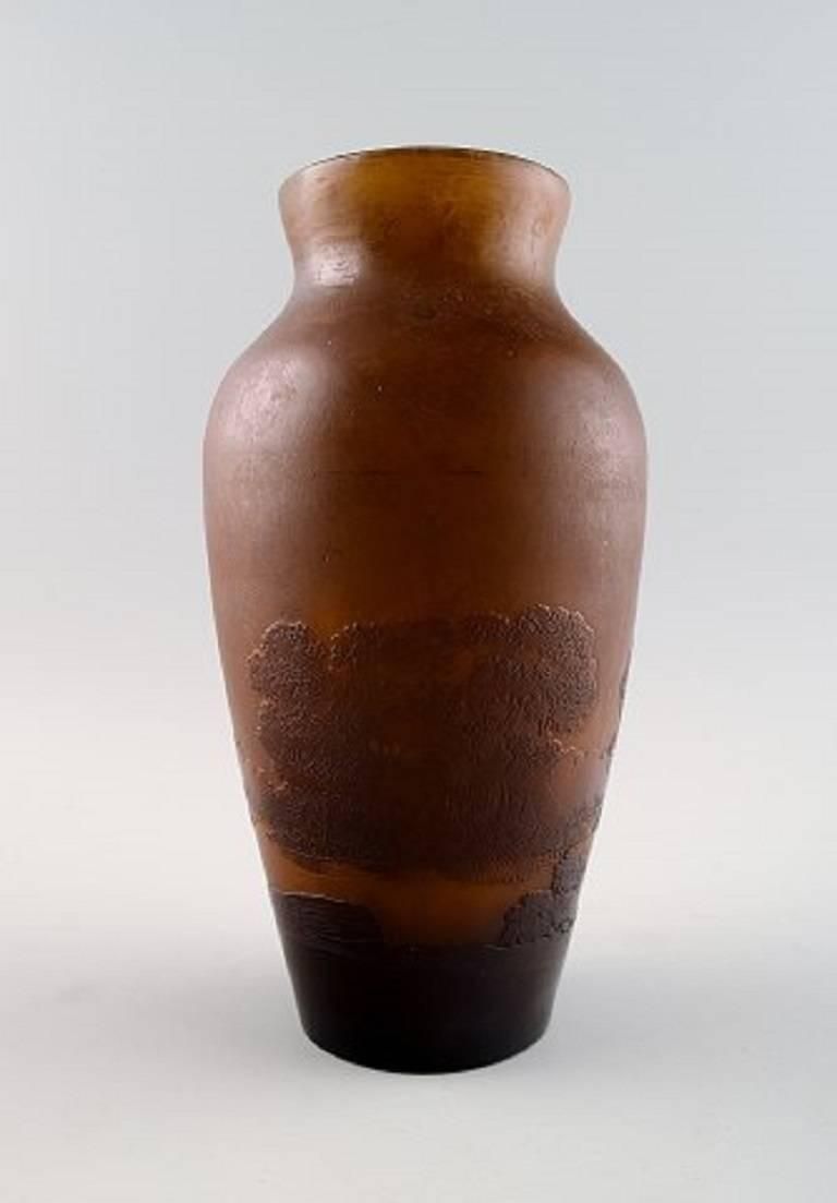 Emile Gallé Art Glass Vase, France, Circa 1900, Decorated With Trees photo furniture