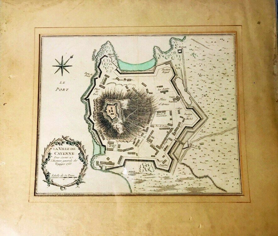 Antique Engraving Sea Chart Of French Guiana And The Island Of Cayenne   Nautical Navy Navigational Map   Bellin   Croisey photo furniture