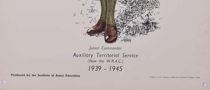 Women's Royal Army Corps Institute Of Army Education Ww2 Uniform Lithograph Circa 1950s photo Art