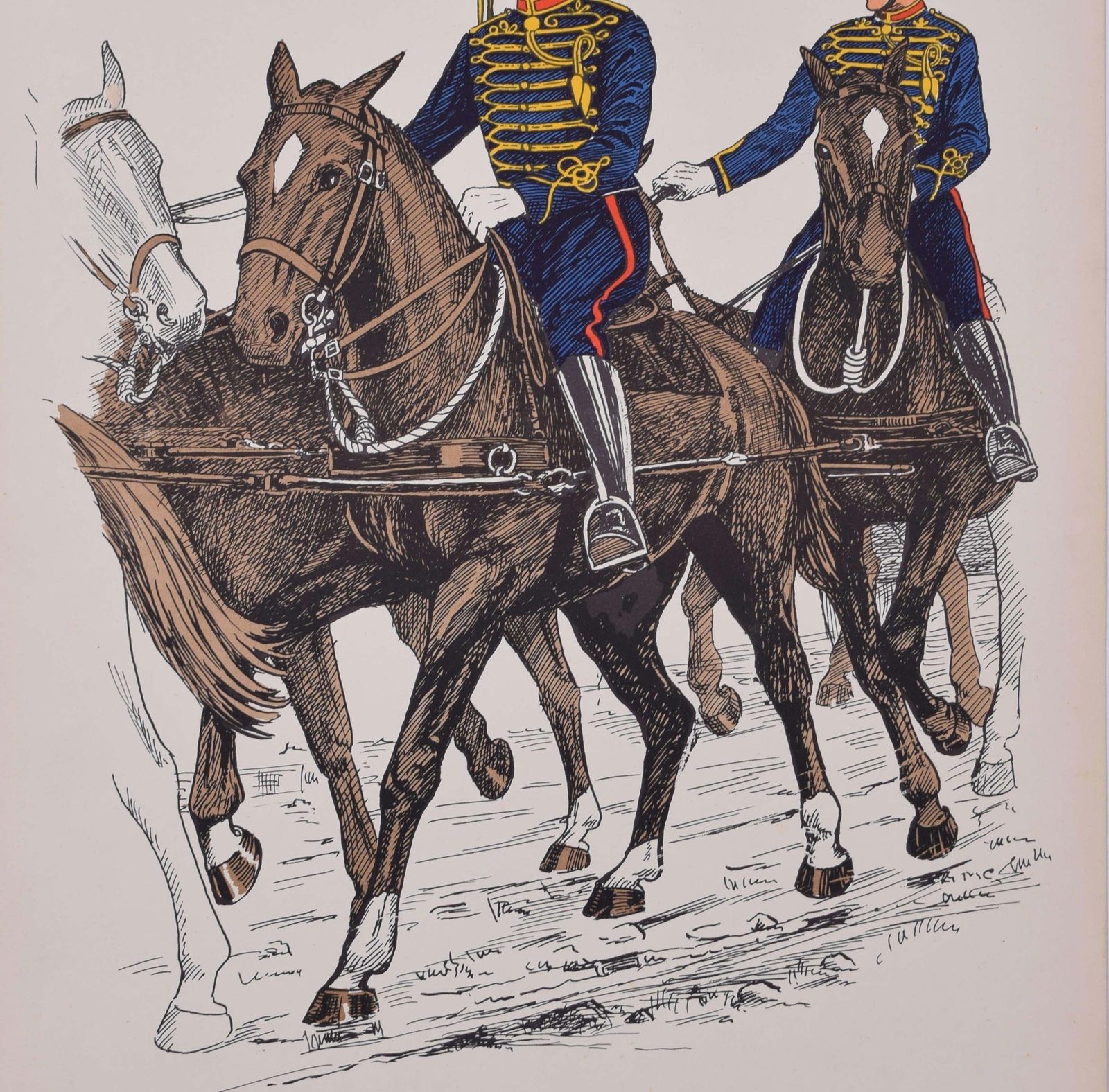 Royal Horse Artillery Drivers Institute Of Army Education Uniform Lithograph Circa 1950s photo for sale