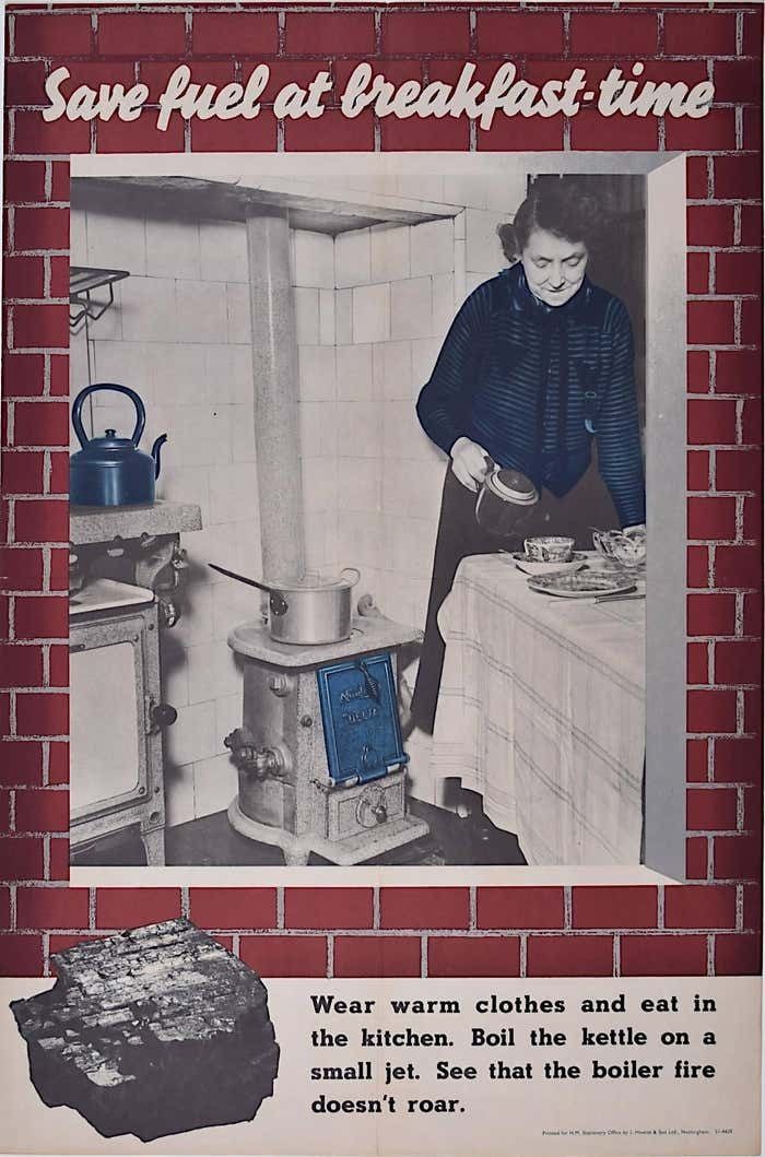 World War 2 Poster Coal Saving Beverley Pick Save Fuel At Breakfast Time C. 1944