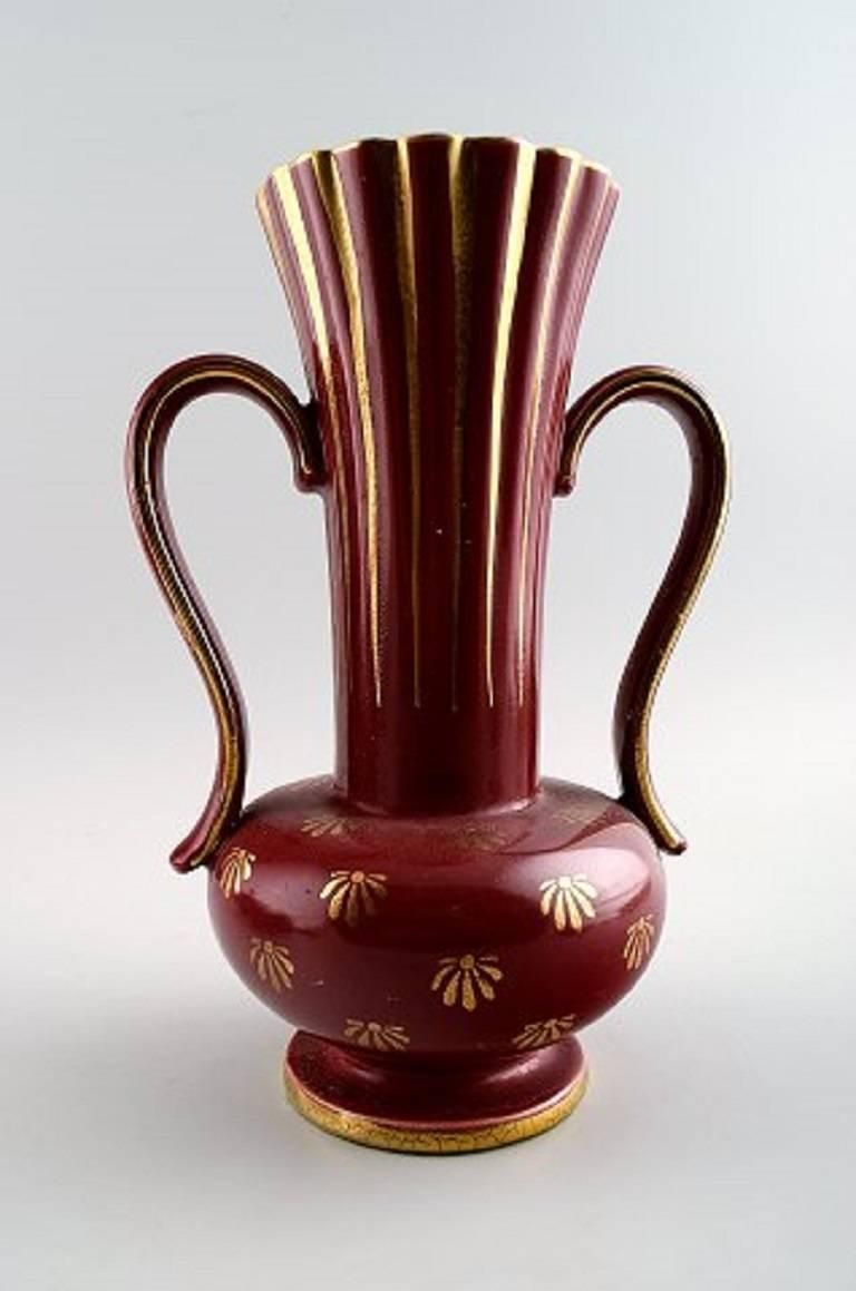 Collection Of 'Red Rubin' Pottery With Red Glaze With Gold, Upsala Ekeby, Gefle photo furniture