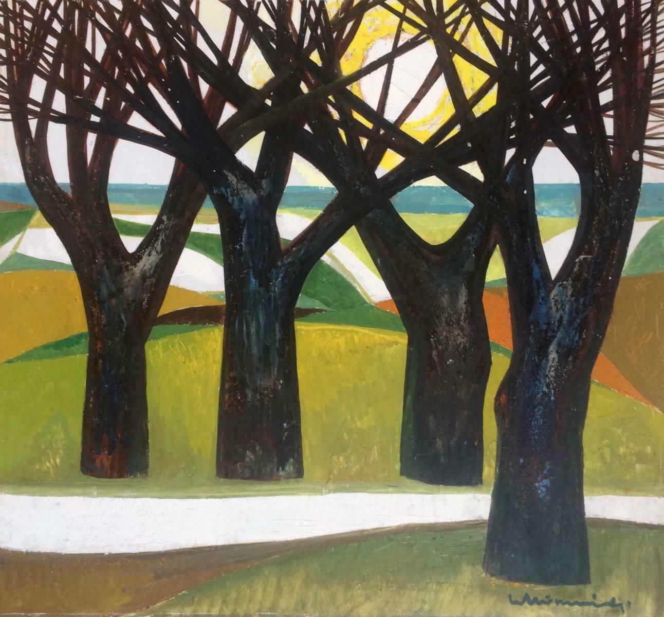 Laimdots Murnieks Roads 1974, Oil On Cardboard,
