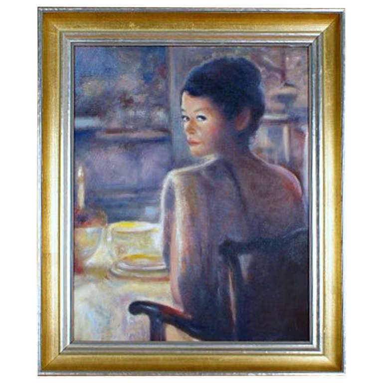 Oil Painting On Panel, Unsigned, Portrait Of Actress Catherine Zeta Jones