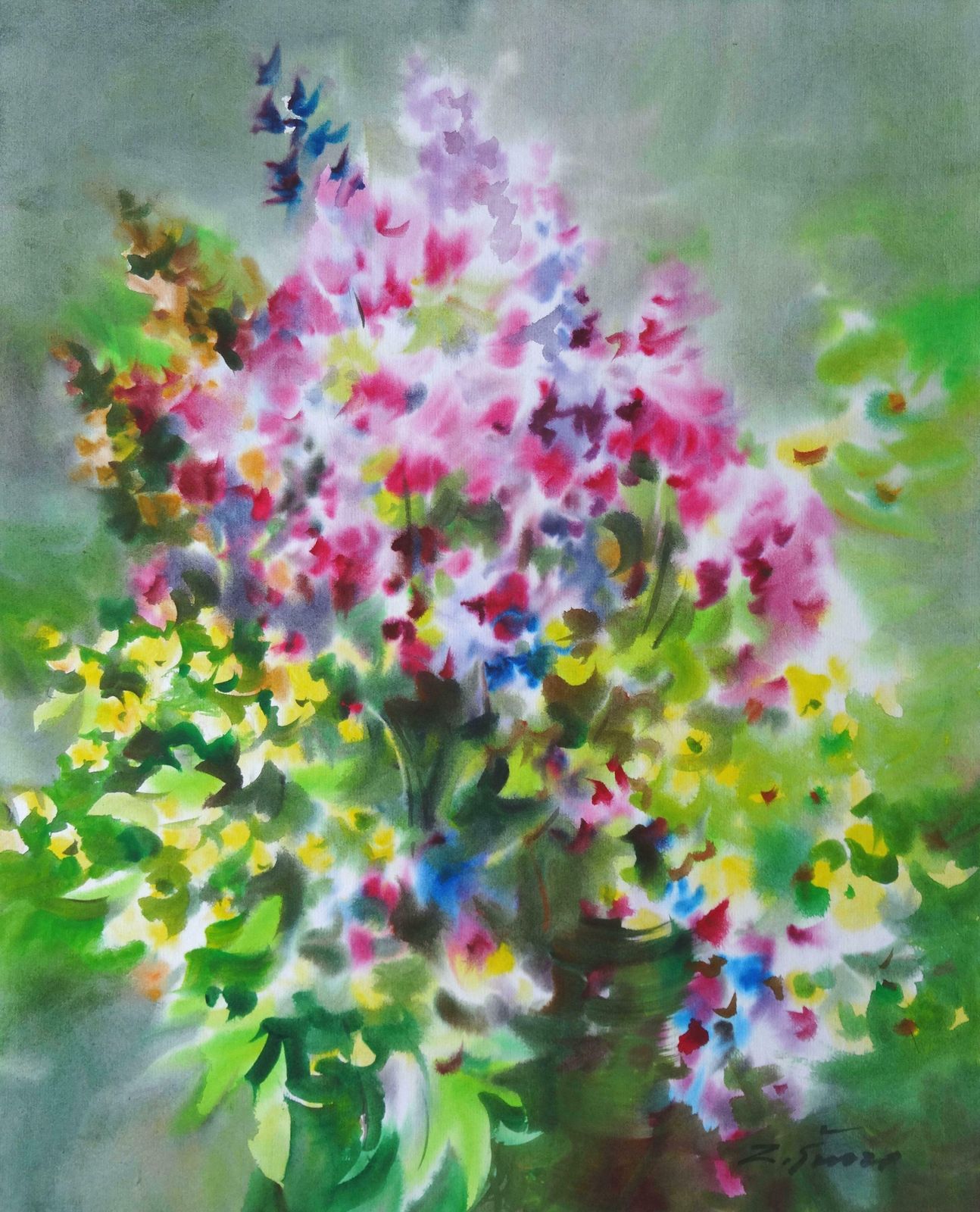 Zigmunds Snore Bright Summer Flowers. 2020. Watercolour, Paper