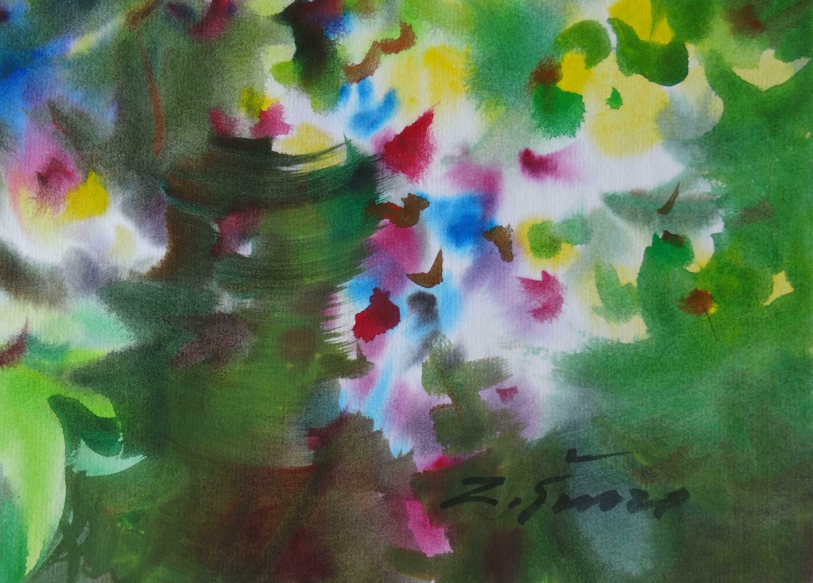 Zigmunds Snore Bright Summer Flowers. 2020. Watercolour, Paper photo furniture