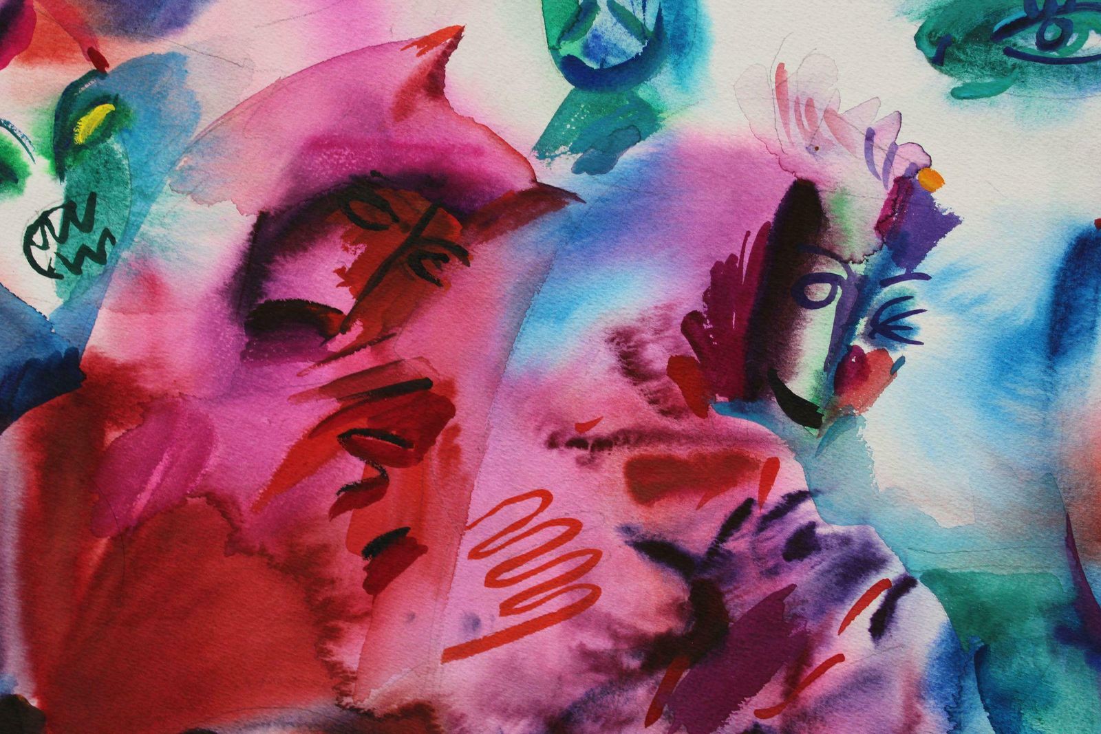 Malda Muizule At The Table. Paper, Watercolour, 20th Century photo for sale