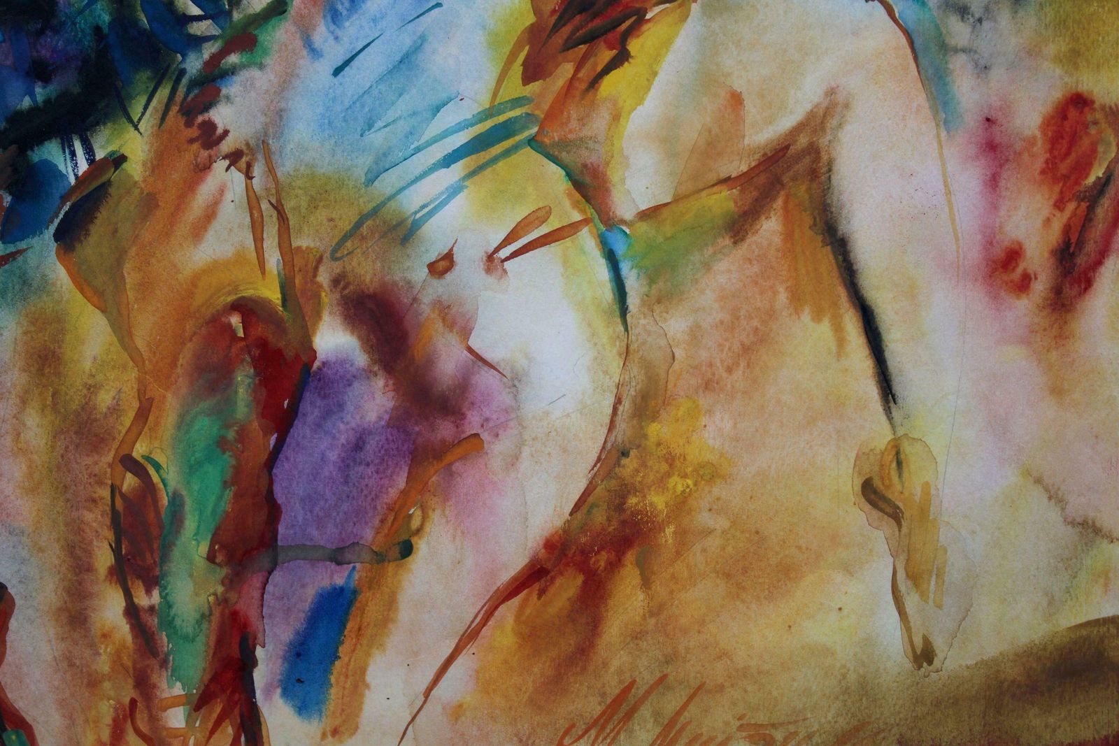 Malda Muizule Dances. Paper, Watercolour, 1975 photo for sale