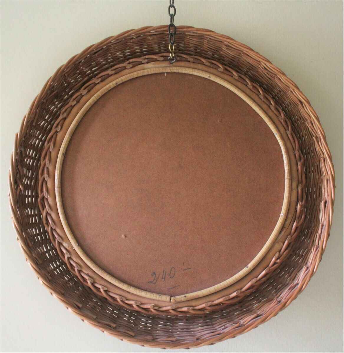 Mid Century Circular Wicker Mirror In The Style Of Albini. photo for sale
