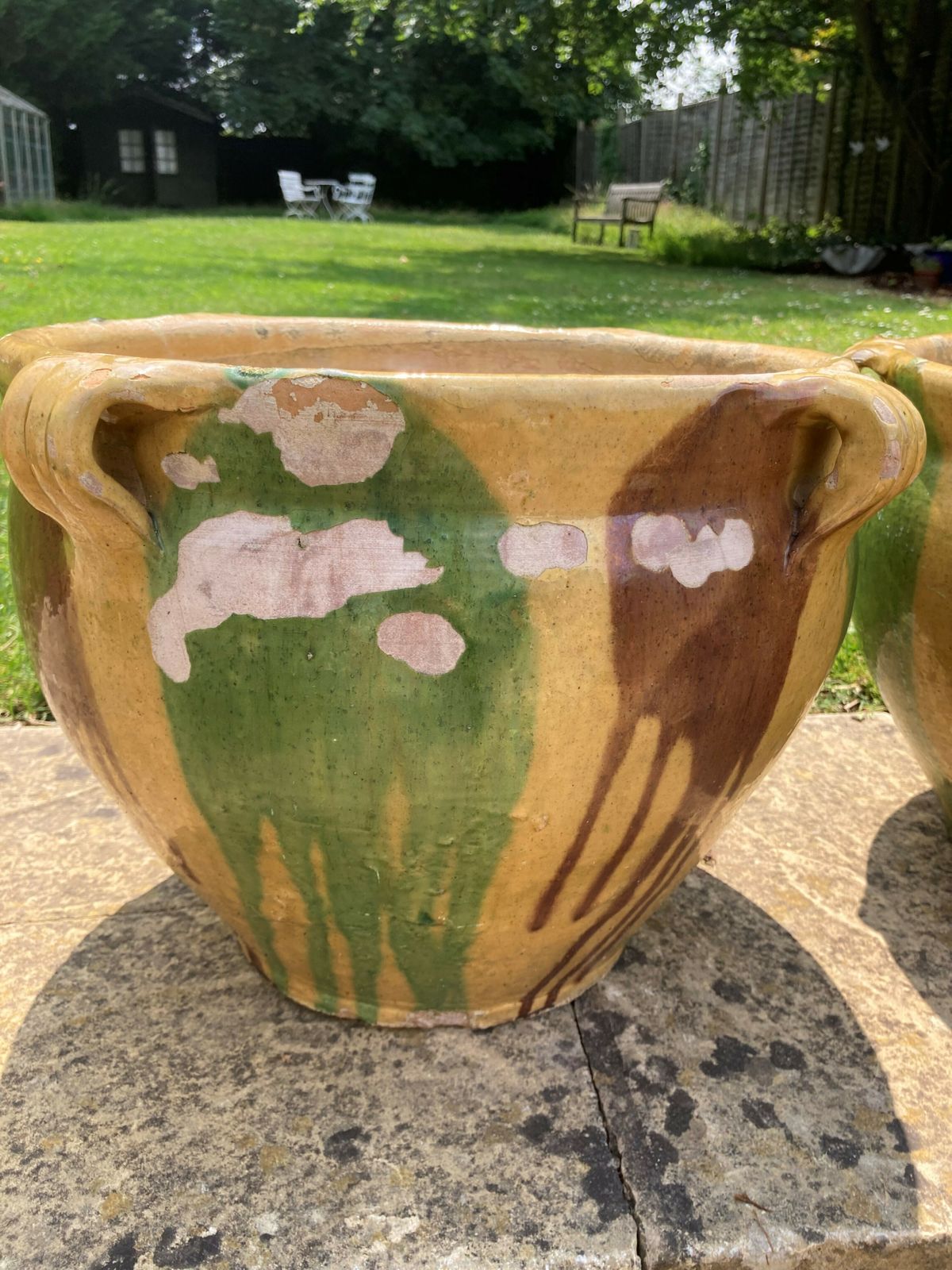 A Pair Of French Provencale 'Dribble Glazed' Castelnaudary Garden Planters photo furniture