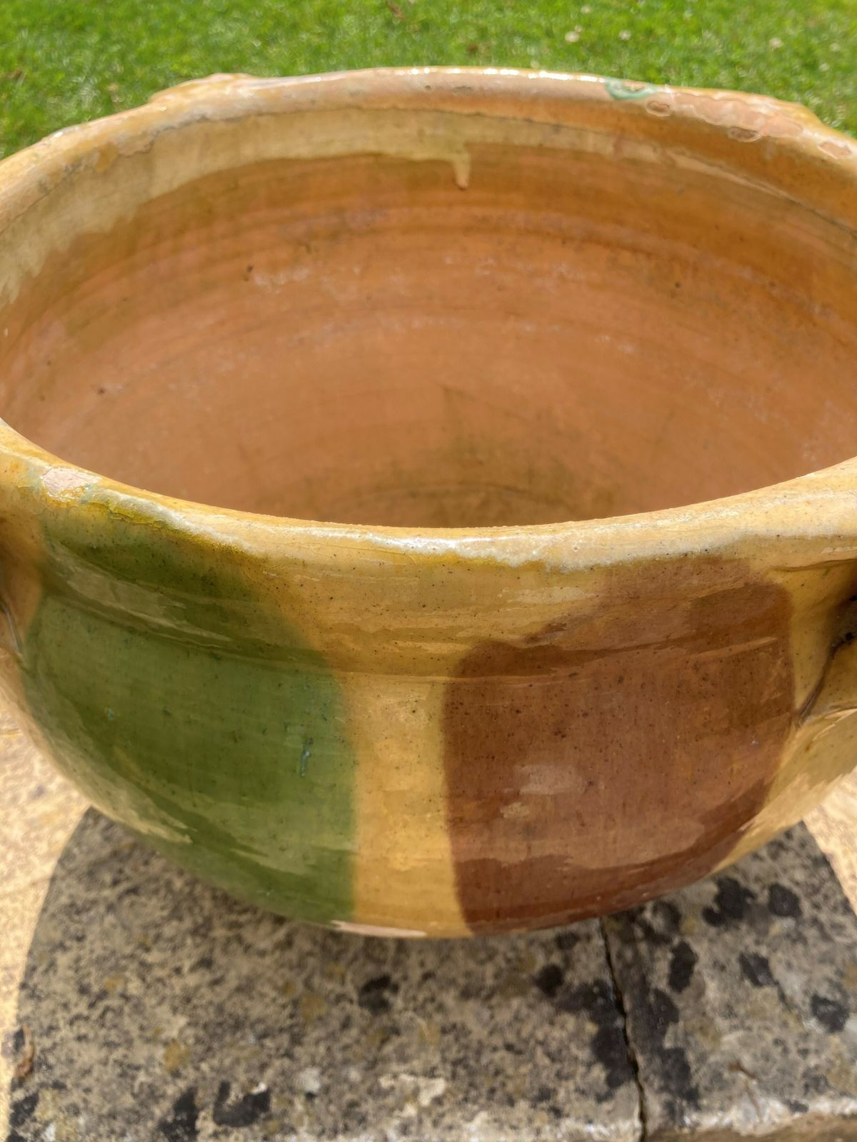 A Pair Of French Provencale 'Dribble Glazed' Castelnaudary Garden Planters photo for sale