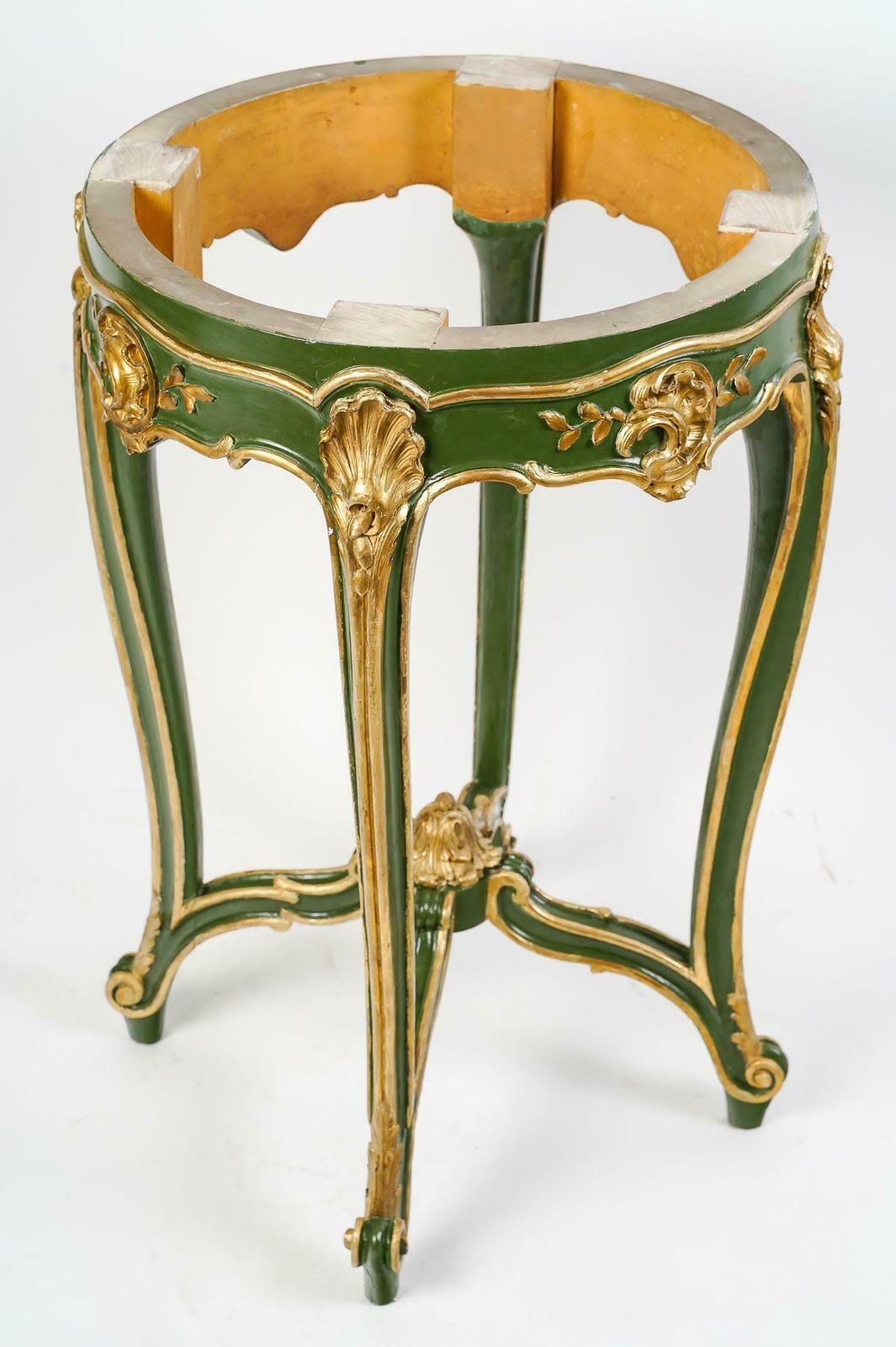 Carved, Painted And Gilded Wood Pedestal Table, Louis XV Style. photo for sale