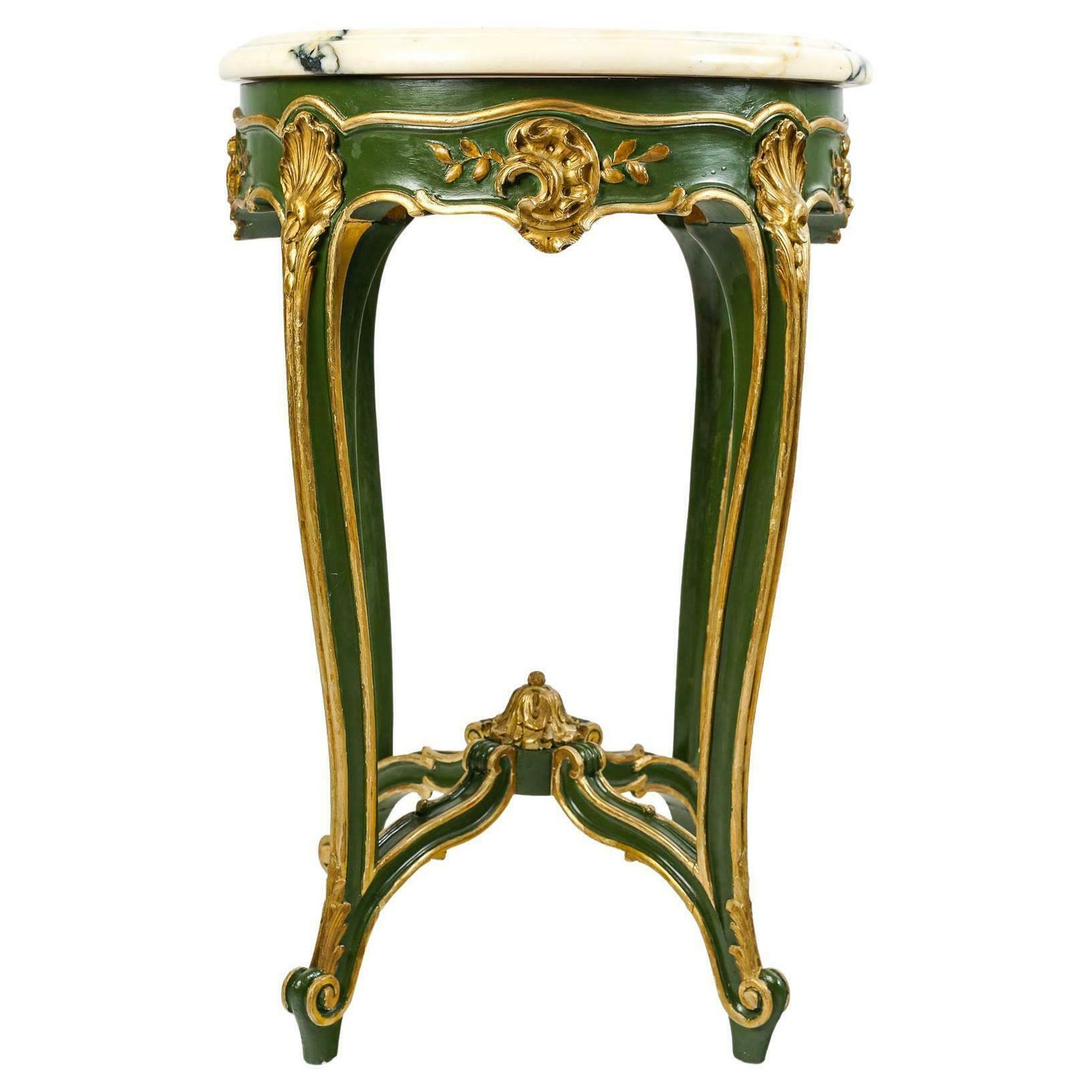 Carved, Painted And Gilded Wood Pedestal Table, Louis XV Style. photo vinterior