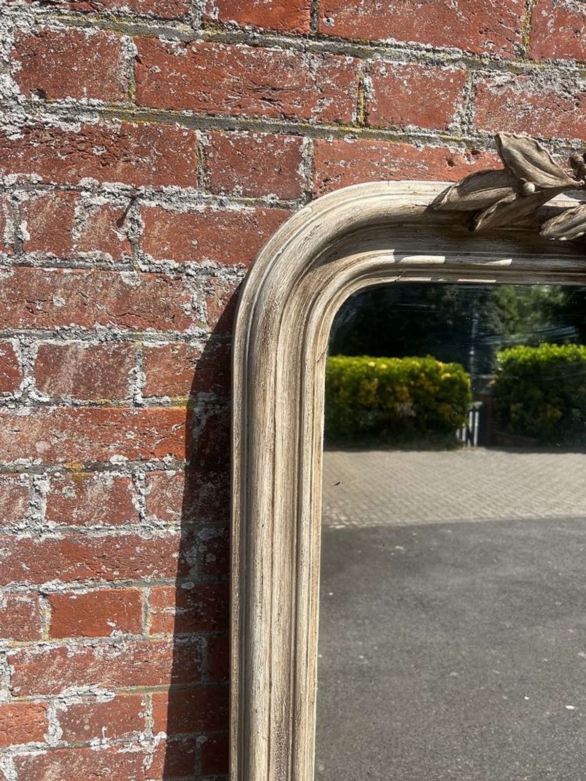 A Stunning Large Antique French 19th C Arched Top Painted Mirror. photo furniture