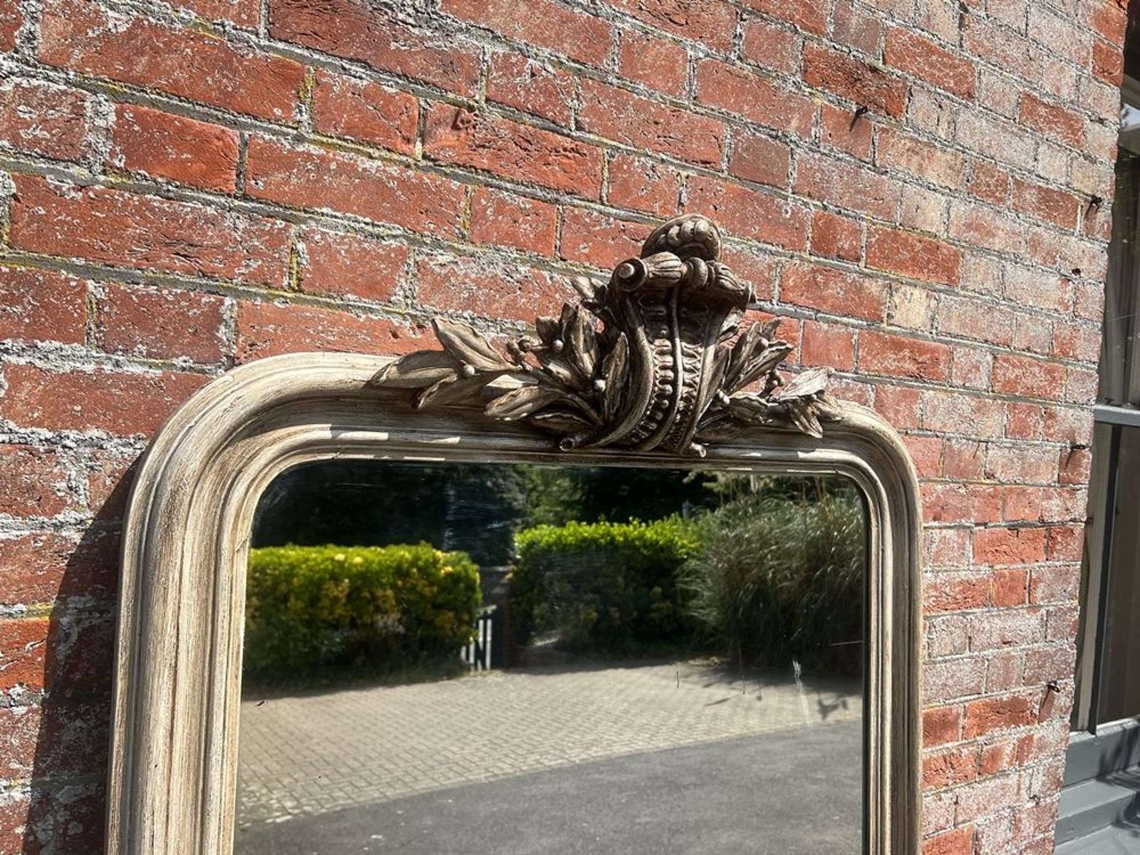 A Stunning Large Antique French 19th C Arched Top Painted Mirror. photo Home Decor