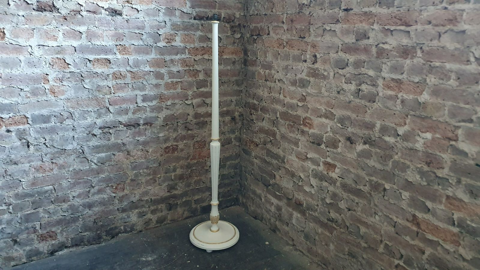 Vintage Painted Shabby Chic Standard Lamp In Annie Sloan Cream And Gold Acrylic