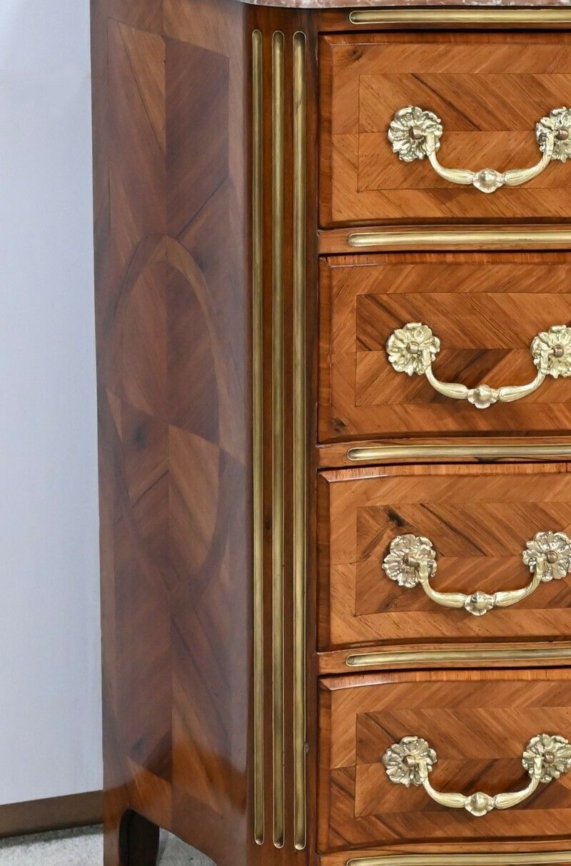 5278.75 Small Chest Of Drawers Tombs D'entre Deux In Bois De Violette And Bois De Rose, Louis XIV Style   2nd Half Of The 19th Century photo