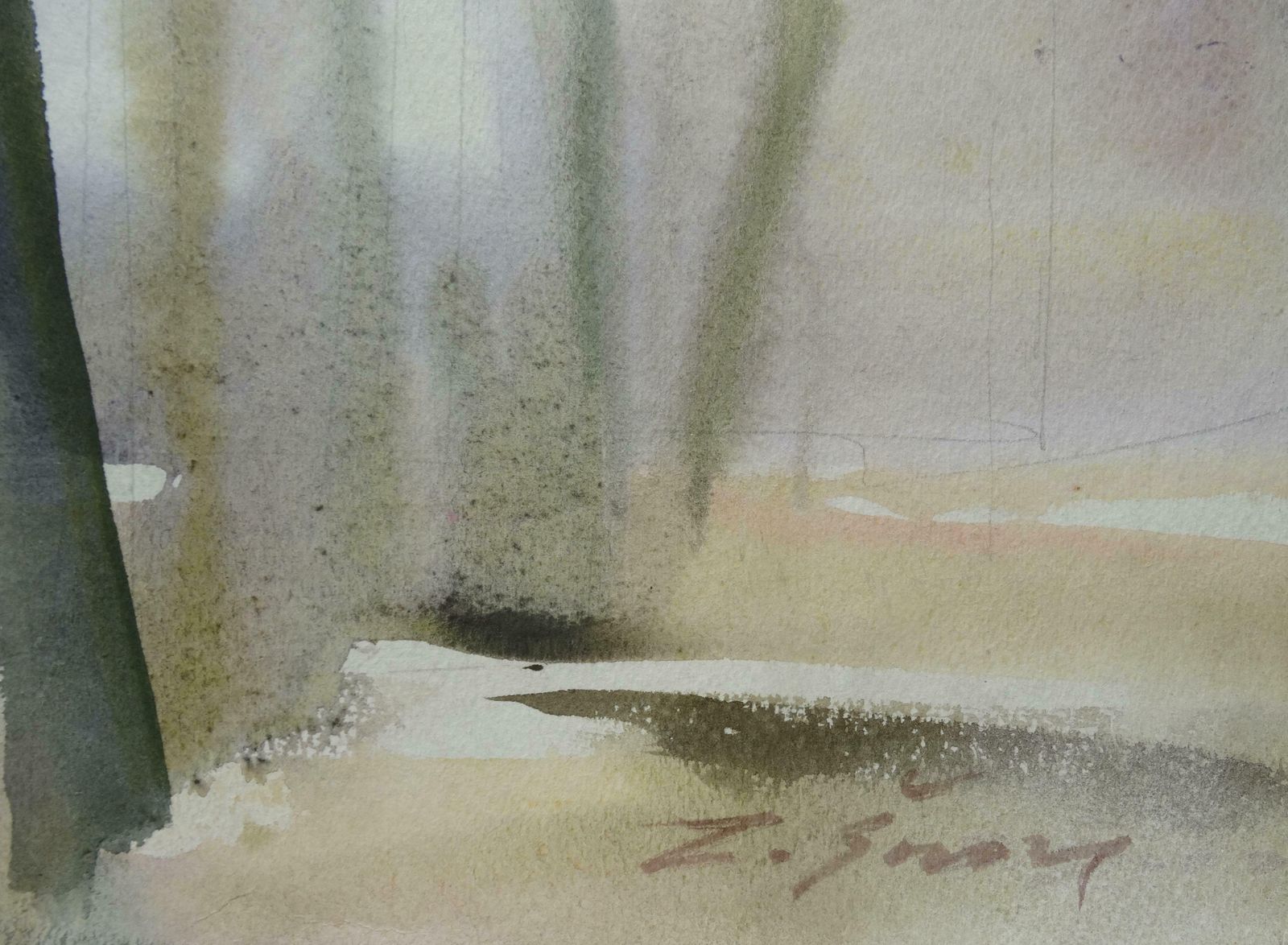 Zigmunds Snore In Early Spring. 2000. Paper, Watercolour, photo furniture