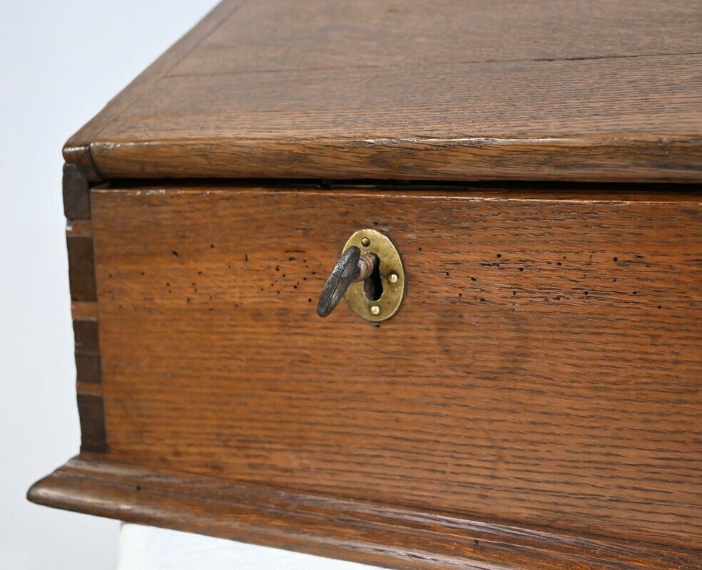 Rare Oak Money Changer Chest   Mid 19th Century photo buy