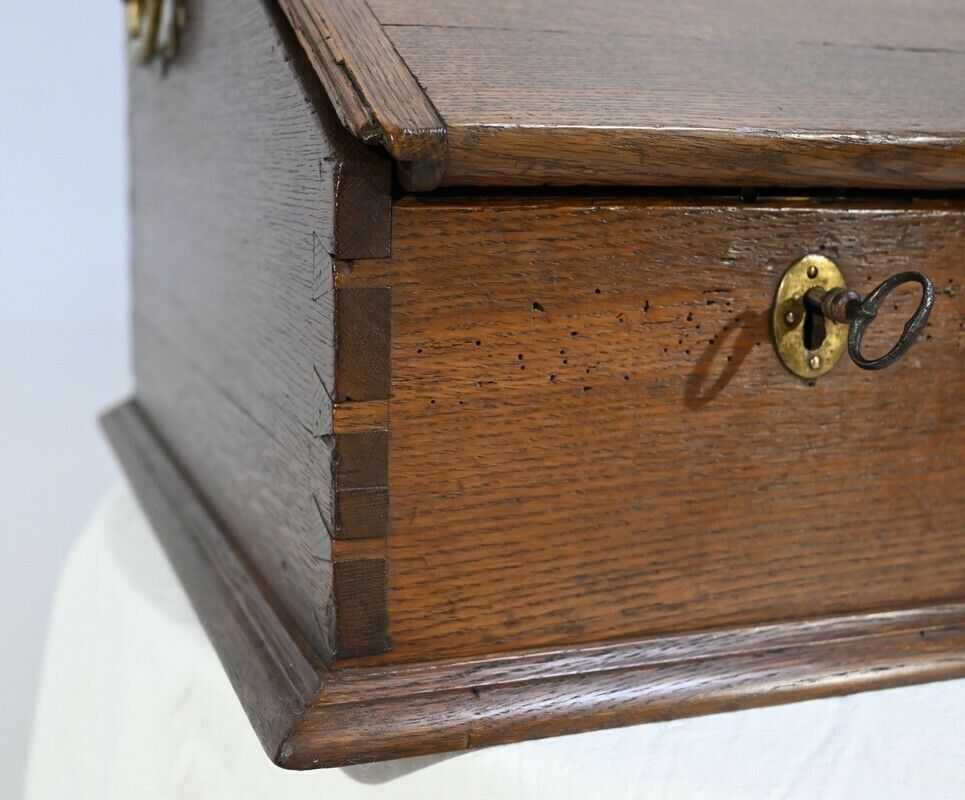 Rare Oak Money Changer Chest   Mid 19th Century photo vintage
