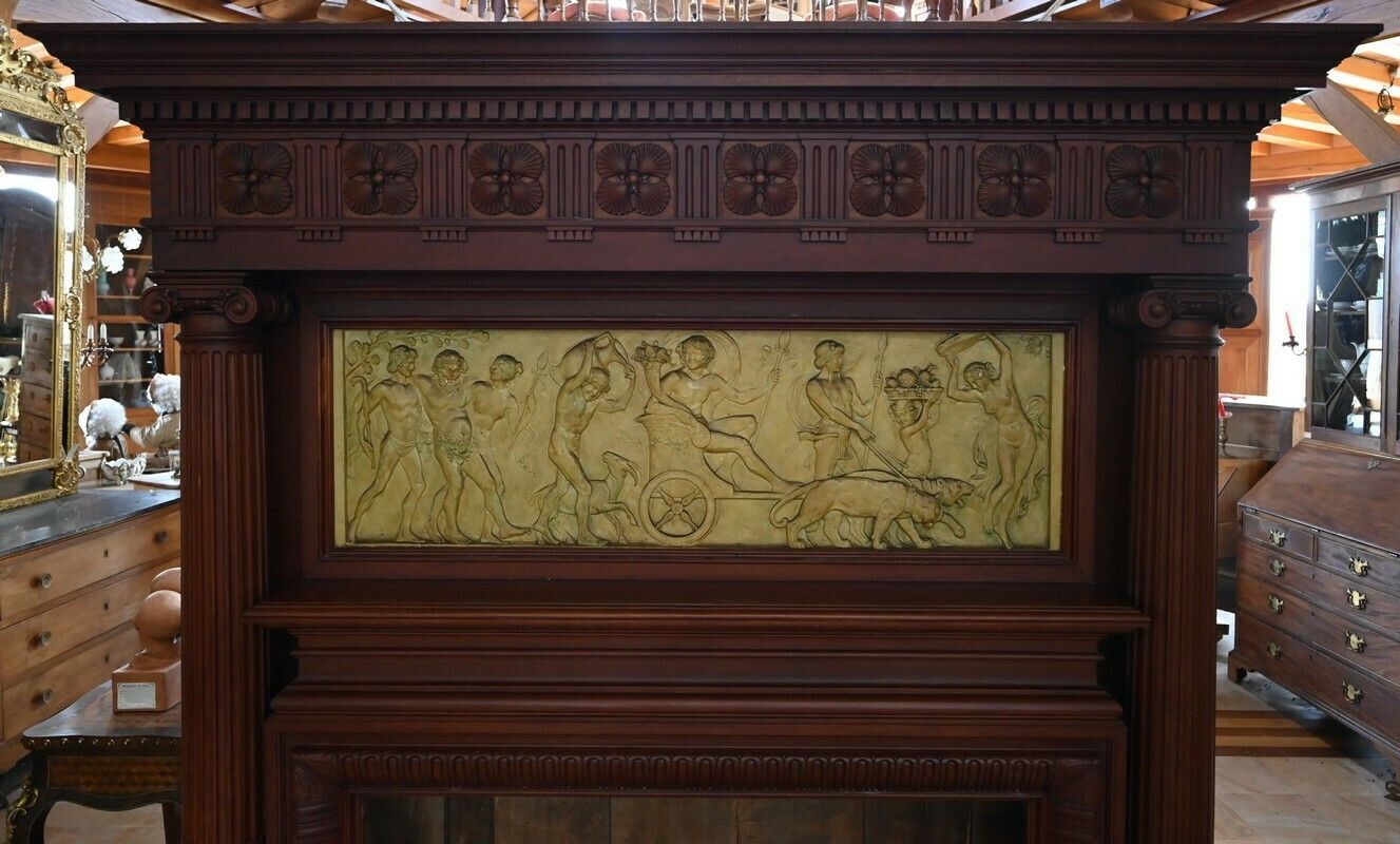 Important Mahogany Castle Fireplace   2nd Part Of The 19th Century photo for sale