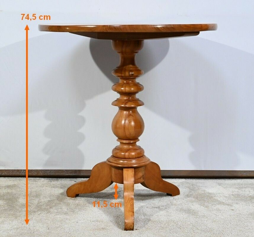 photo vintage Small Pedestal Table In Blond Cherry, Louis Philippe Period   2nd Half Of The 19th Century