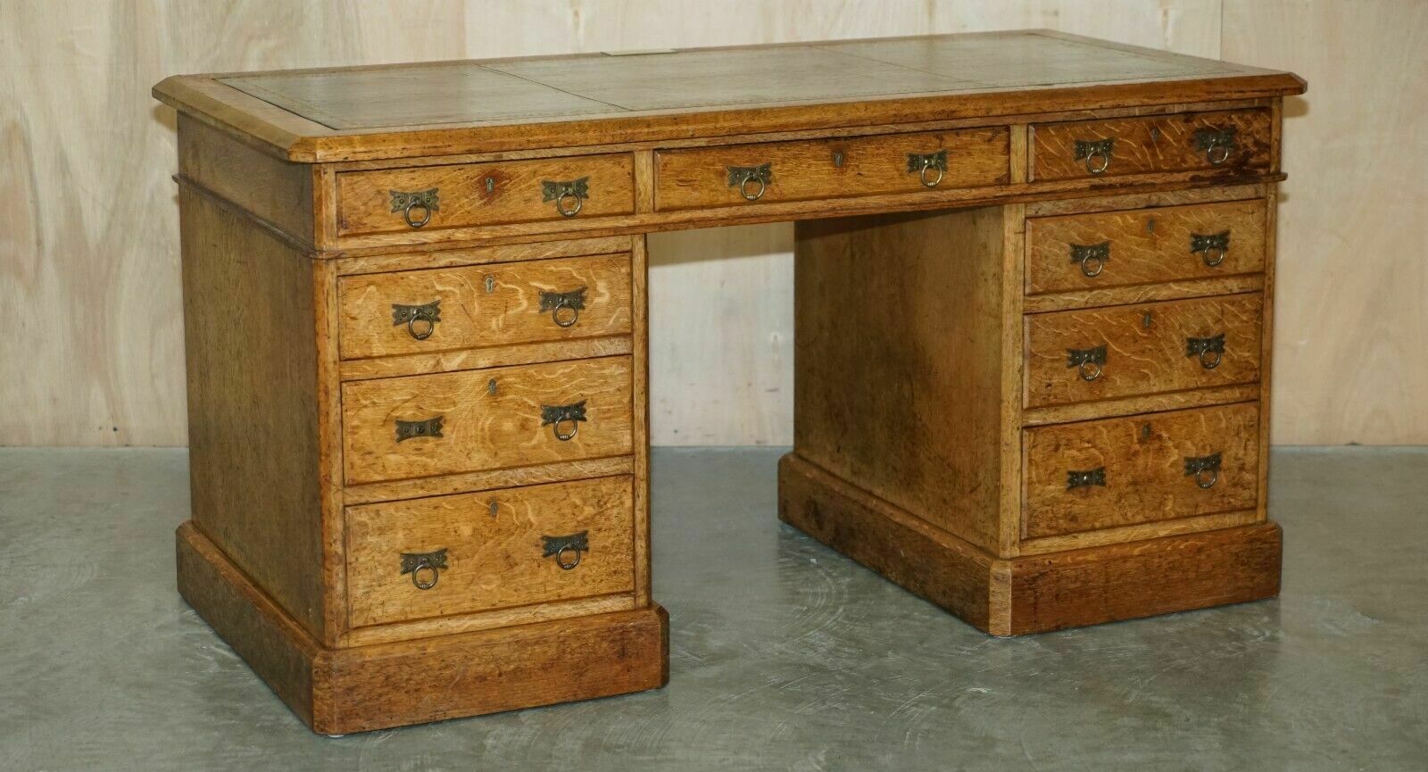 Antique Circa 1883 Reverend Frank H Fisher Gifted Victorian Oak Partner Desk photo furniture