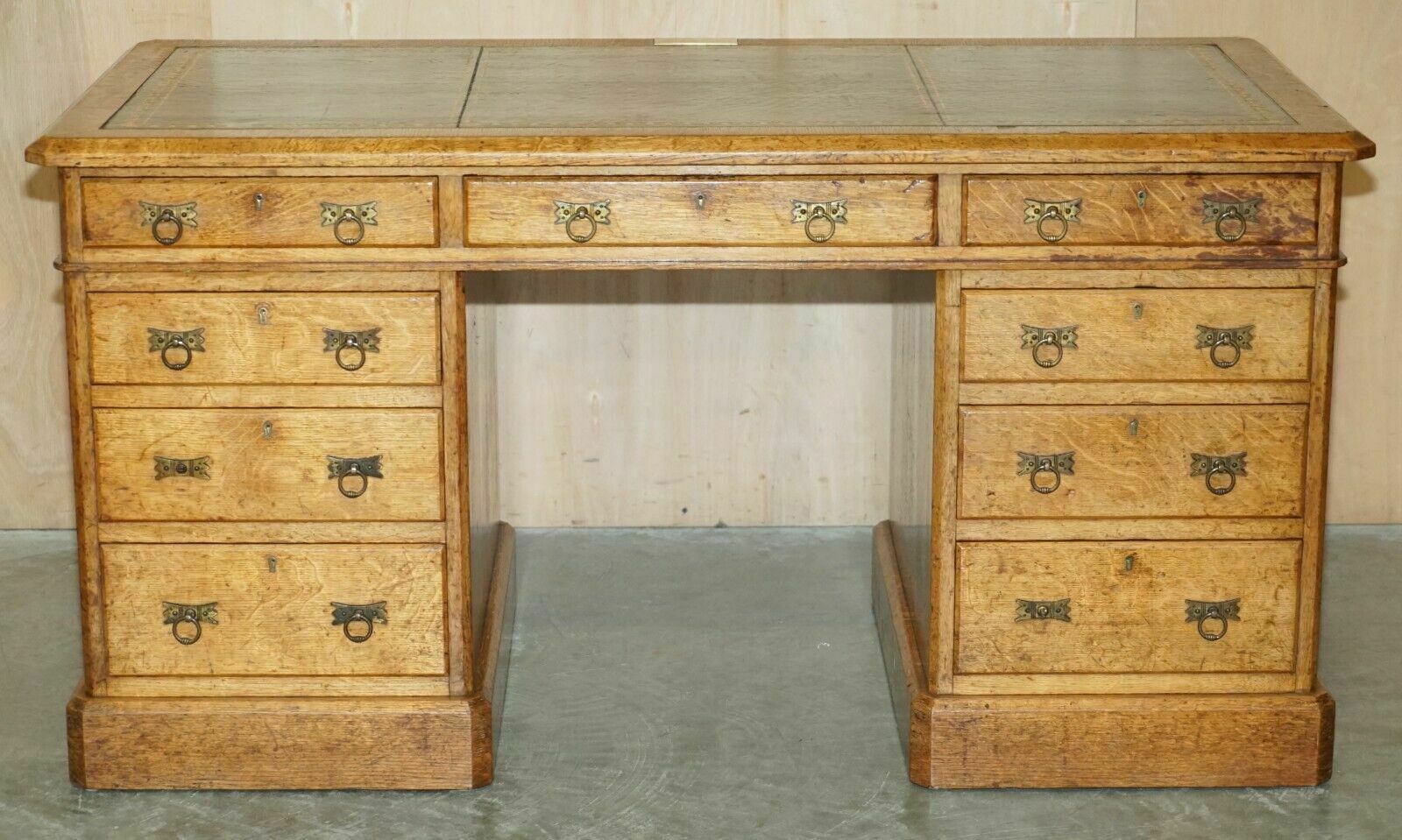 Antique Circa 1883 Reverend Frank H Fisher Gifted Victorian Oak Partner Desk photo for sale