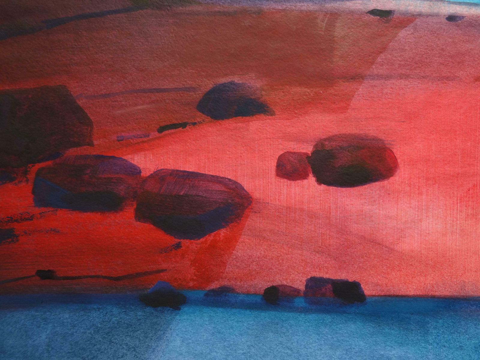 Zigmunds Snore Small Town. Red Blue Mood. 2020. Watercolour, Paper photo 395.0