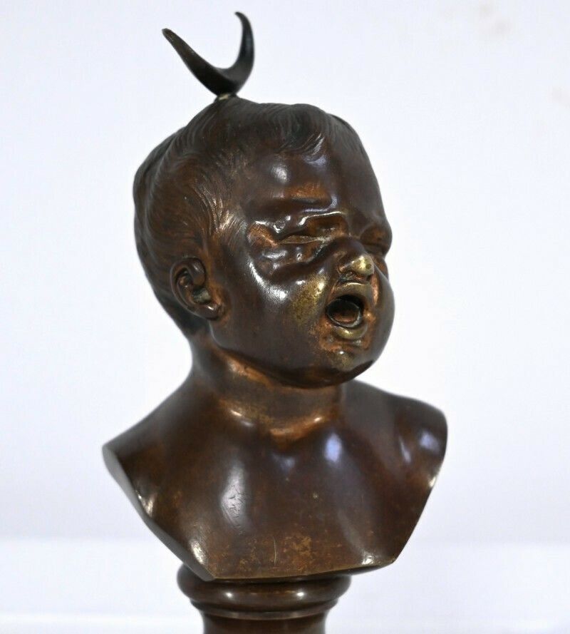 Pair Of Bronzes "Laughing Jean, Crying Jean", After Ja.Houdon   Late 19th Century photo vinterior