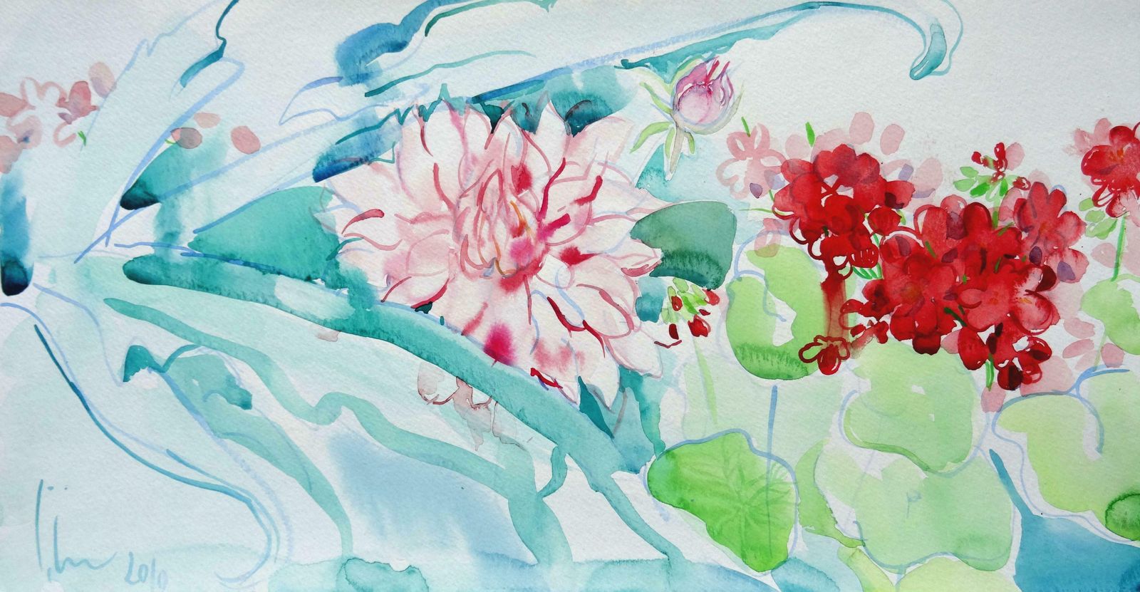 Ingrida Irbe Flowers Luxembourg Garden Paris. 2010. Watercolour On Paper