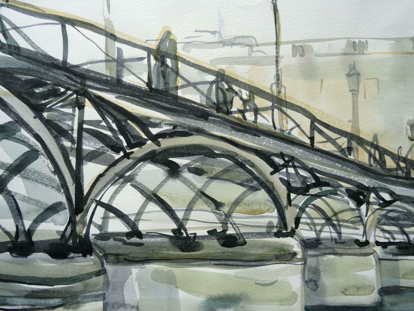 Ingrida Irbe Pont Des Arts. Bridge At Paris. 2010. Watercolour On Paper photo Art