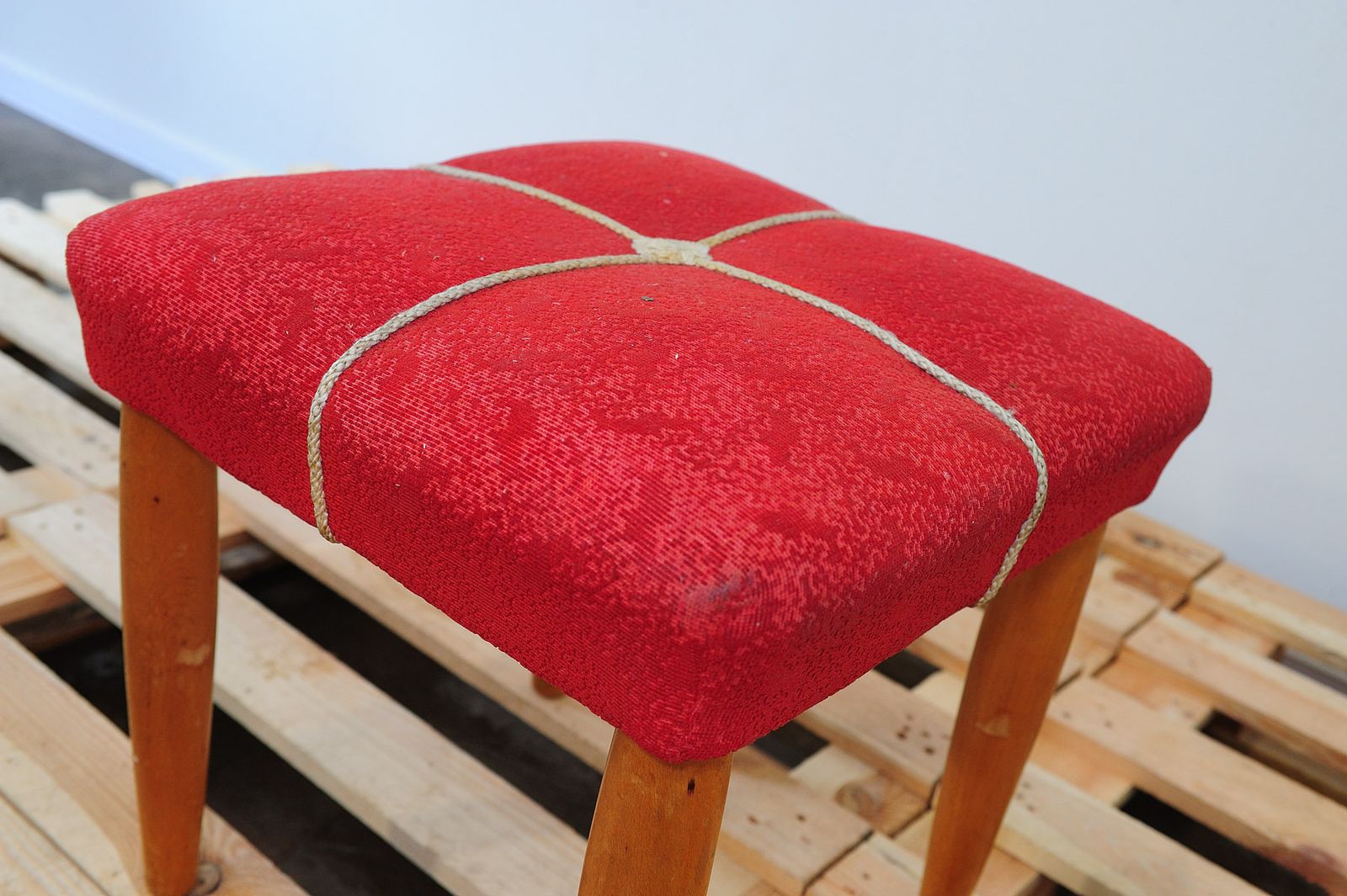 photo for sale Mid Century Upholstered Stool By Uluv, 1960´S, Czechoslovakia
